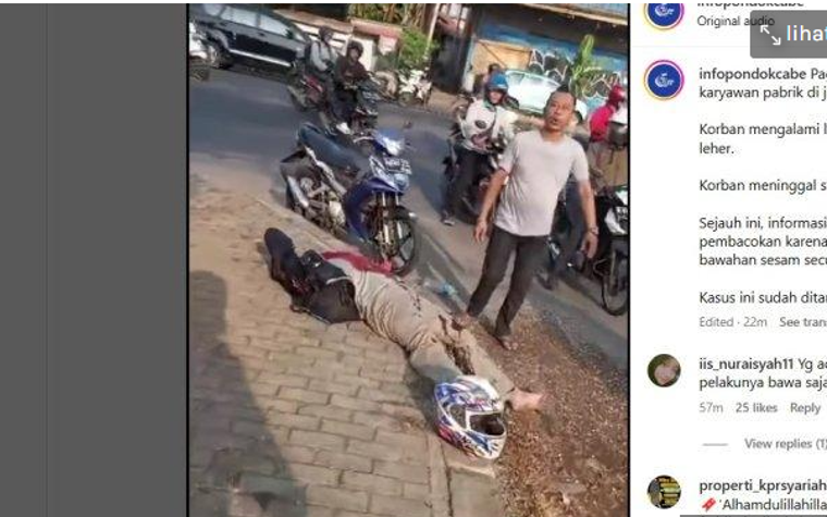 Korban Penusukan Sesama Karyawan Pabrik di Tengah Jalan di Pondok Cabe Tangsel, Tewas di RS