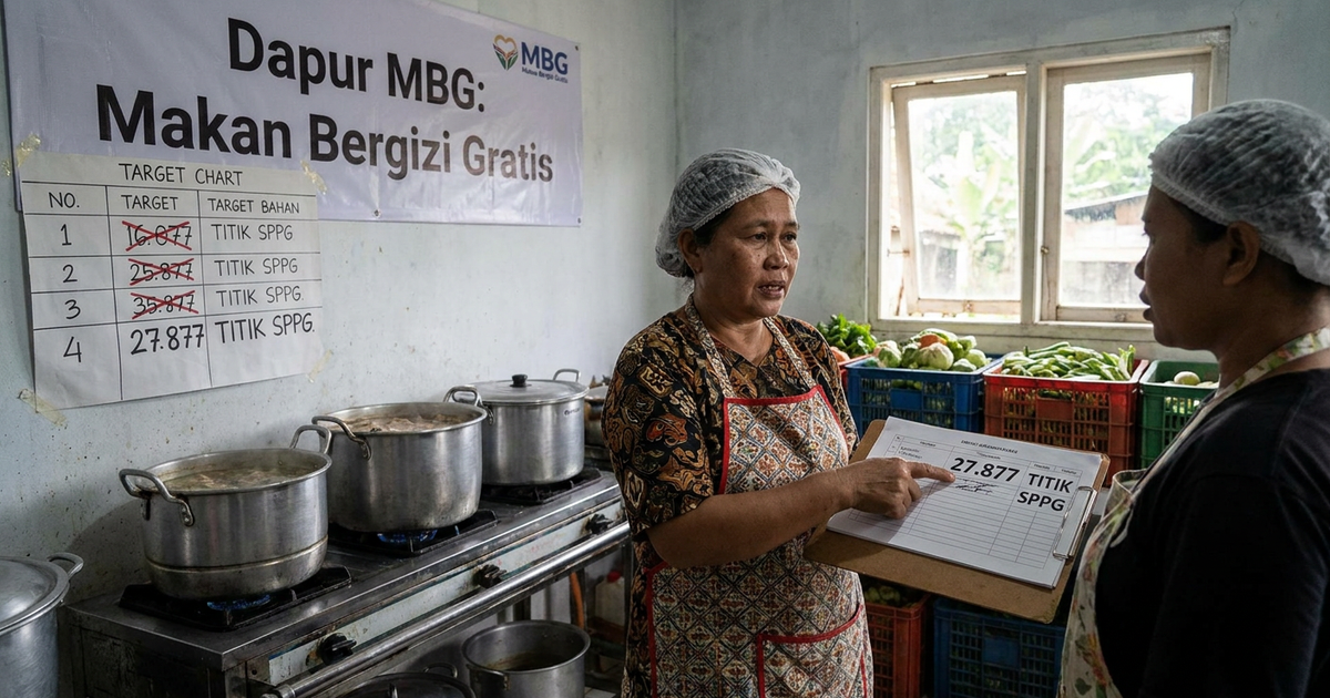 Ilustrasi artikel: Dapur MBG Membengkak: Mengapa Target Titik SPPG Terus Naik?