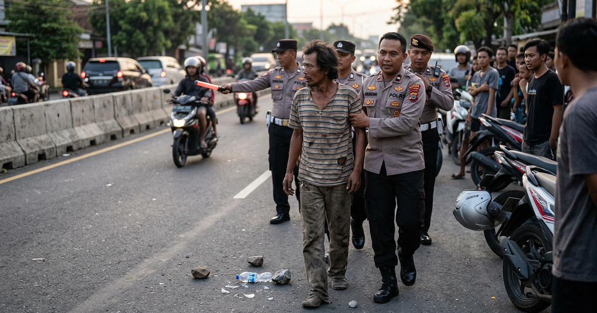 Ilustrasi artikel: Viral Detik-detik Polisi Evakuasi ODGJ yang Lempari Pengendara di Jalan Raya