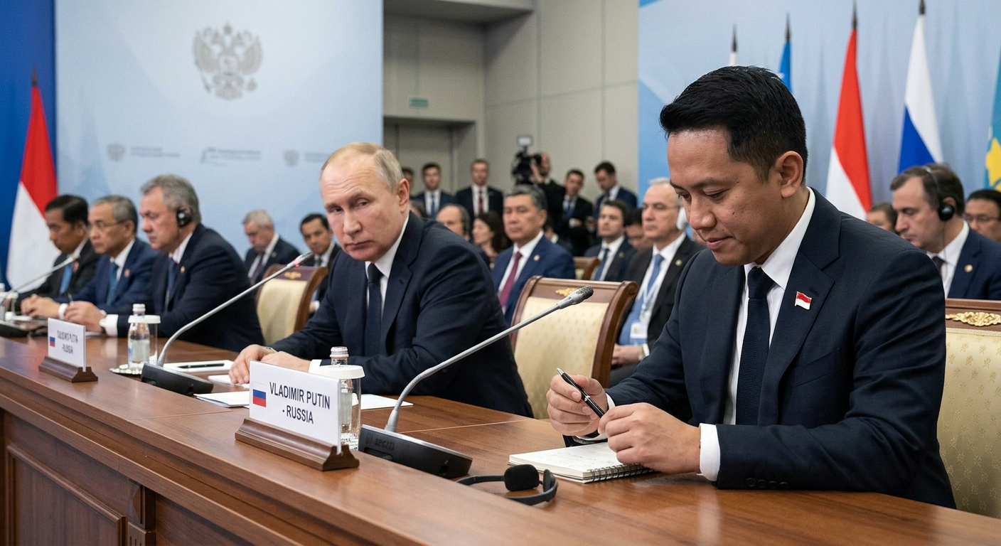 Viral! Momen Putin Badmood Saat Teddy Main Pulpen di Forum Rusia