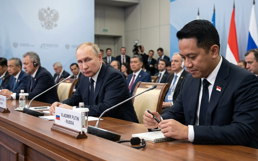 Viral! Momen Putin Badmood Saat Teddy Main Pulpen di Forum Rusia