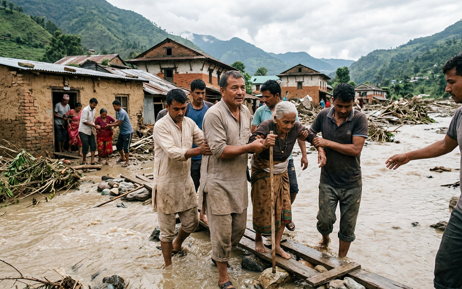 Viral! Aksi Warga Bantu Evakuasi Korban Banjir Bandang di Nepal Trending Hari Ini