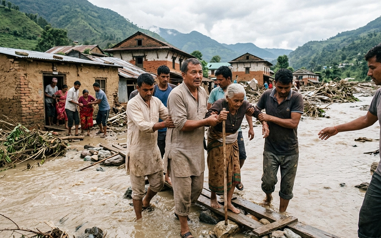 Viral! Aksi Warga Bantu Evakuasi Korban Banjir Bandang di Nepal Trending Hari Ini