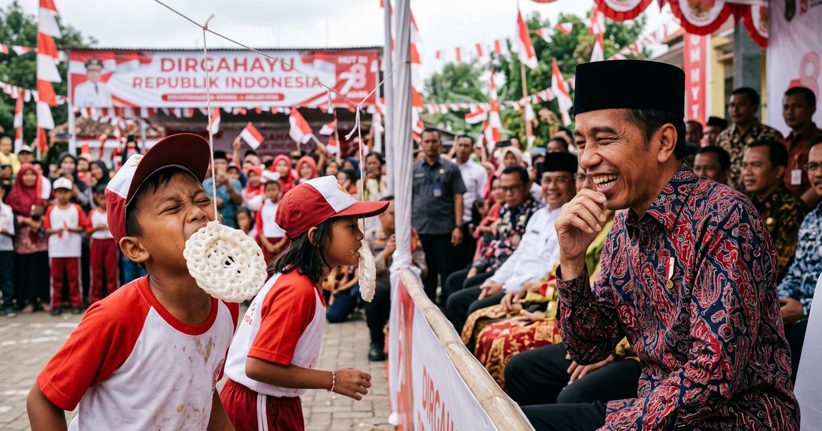 Ilustrasi artikel: Viral Momen Presiden Jokowi Tertawa Geli Saat Lomba Makan Kerupuk