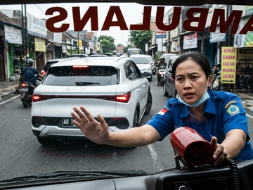 Ambulans Tertahan Mobil Putih di Solo Viral, Netizen Geram