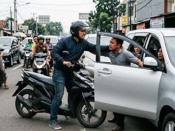 Viral! Aksi Pemotor Piting Pemobil di Jakarta Jadi Sorotan Hari Ini