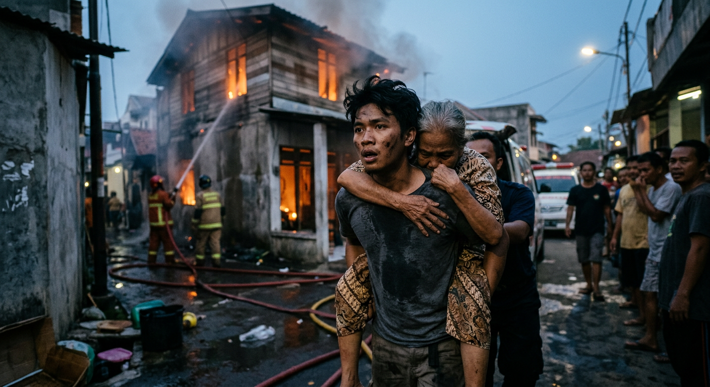 Viral Hari Ini: Aksi Heroik Pemuda Selamatkan Korban Kebakaran di Jakarta