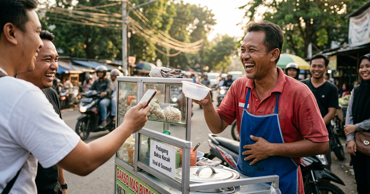 Ilustrasi artikel: Pedagang Bakso Viral Mengocok Perut Netizen di Media Sosial