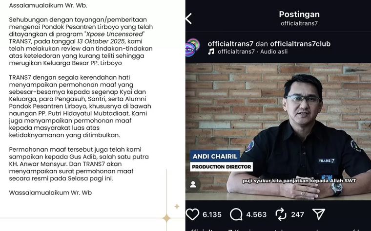 Tayangan Dianggap Menyinggung Agama, Trans7 Kena Sorotan Publik