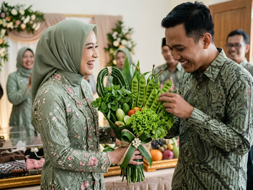Buket Lalapan Viral: Sorotan Unik Pengantin Pakai Petai dan Kacang Panjang