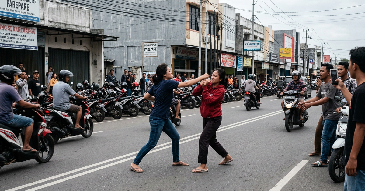 Ilustrasi artikel: Viral Dua Wanita Duel Gladiator di Tengah Jalan Raya
