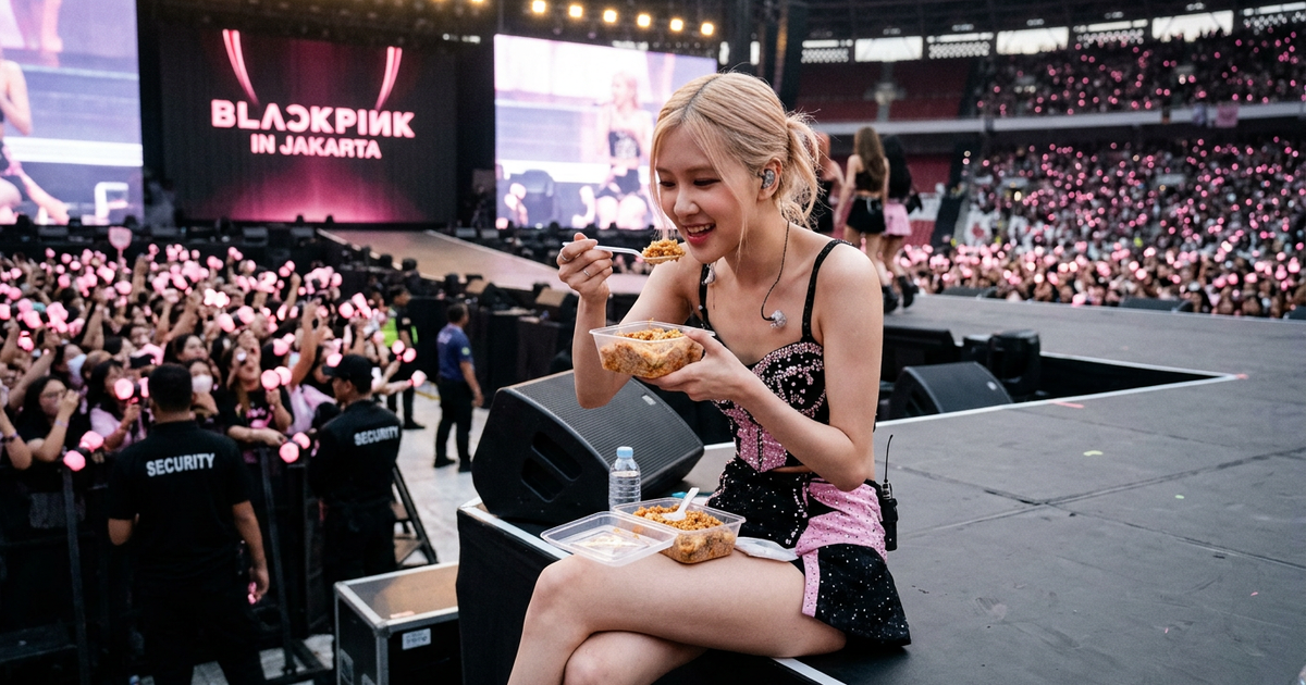 Ilustrasi artikel: Rose BLACKPINK Makan Nasi Goreng Saat Konser di Jakarta