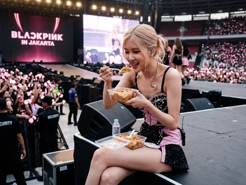 Rose BLACKPINK Makan Nasi Goreng Saat Konser di Jakarta