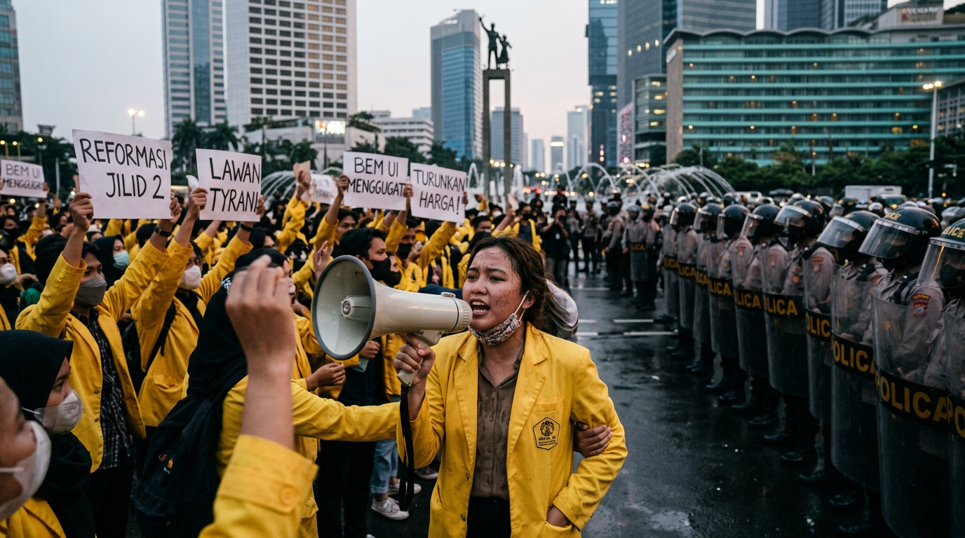 Viral Video Demo Mahasiswa Agustus di Bundaran HI