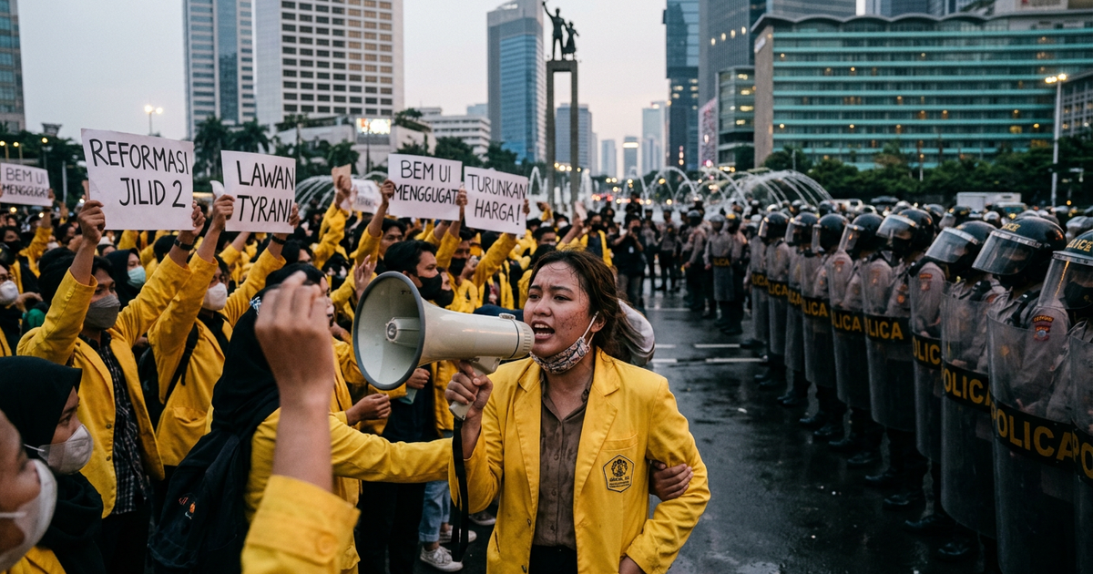 Ilustrasi artikel: Viral Video Demo Mahasiswa Agustus di Bundaran HI