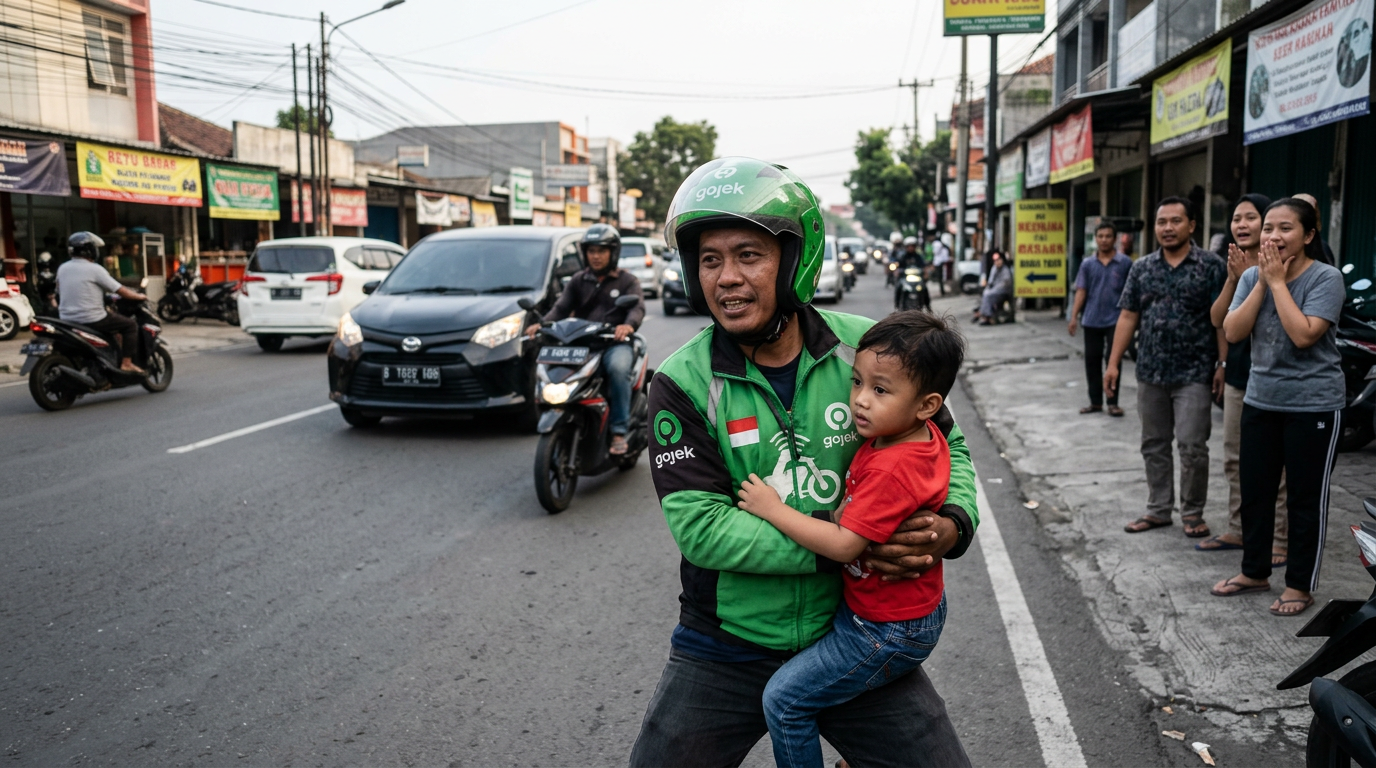 Driver Ojol Selamatkan Anak dari Tabrakan di Cinere, Aksi Heroik yang Viral