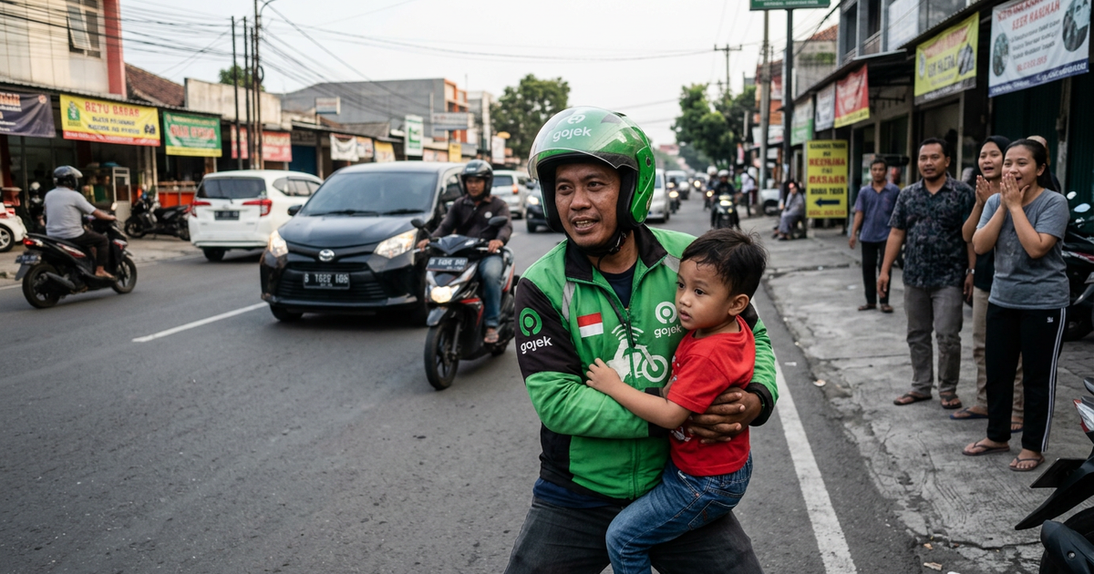 Ilustrasi artikel: Driver Ojol Selamatkan Anak dari Tabrakan di Cinere, Aksi Heroik yang Viral