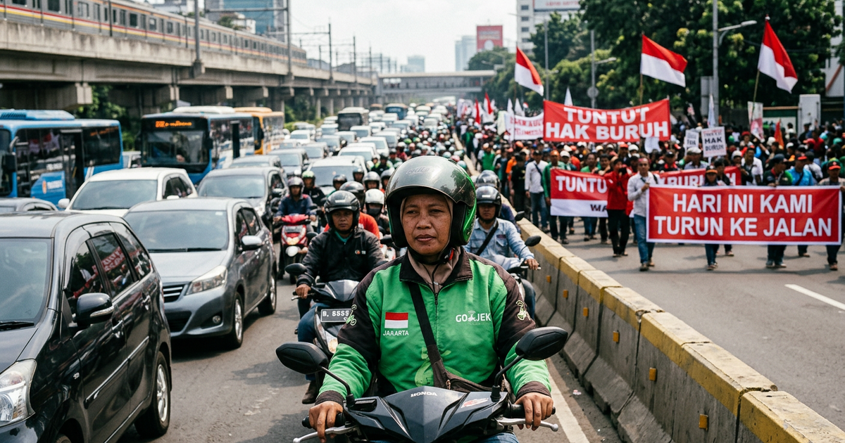 Ilustrasi artikel: Demo Buruh Jakarta Hari Ini: Jalan Macet Parah!