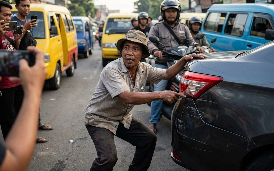 Driver Angkot Rusak Mobil di Bekasi yang Viral