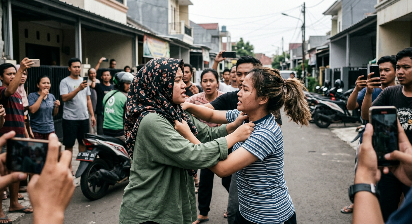 Viral Aksi Gladiator Dua Wanita di Tengah Jalan Hebohkan Netizen