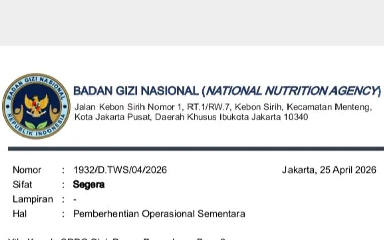 Tegas! BGN Hentikan Sementara Operasional Dapur MBG di Pekanbaru, Jadi Evaluasi untuk SPPG Lain