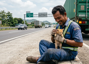 Aksi Heroik Sopir Truk Selamatkan Anak Kucing di Tol Cipularang Jadi Sorotan