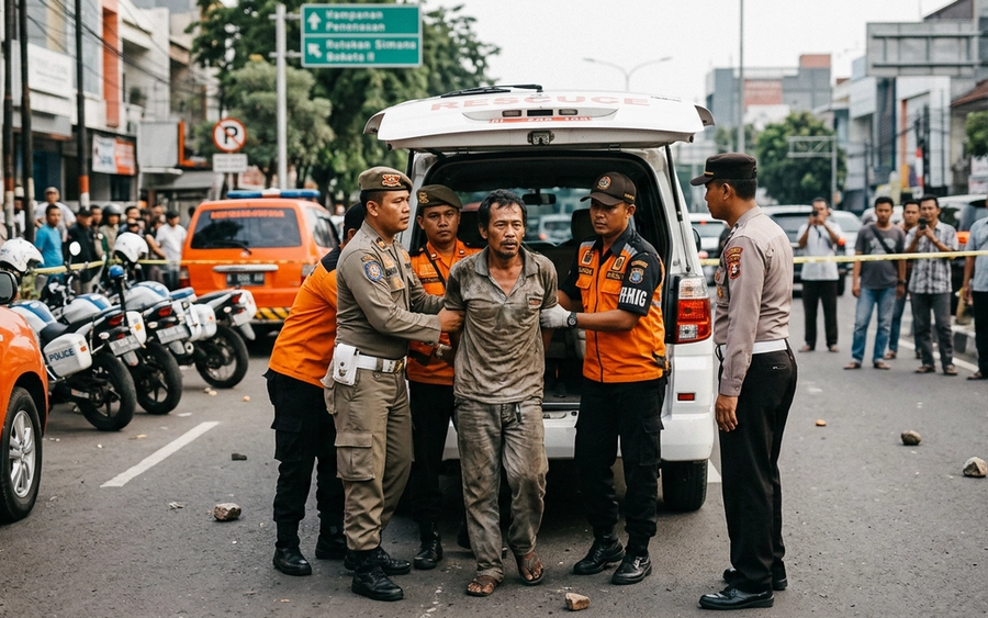 Viral Hari Ini: Detik-detik Evakuasi ODGJ yang Lempari Pengendara Pakai Batu