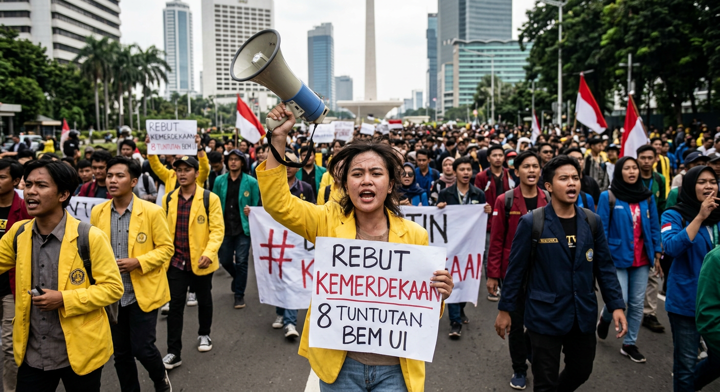 Viral Video Demo Mahasiswa Rebut Kemerdekaan yang Heboh
