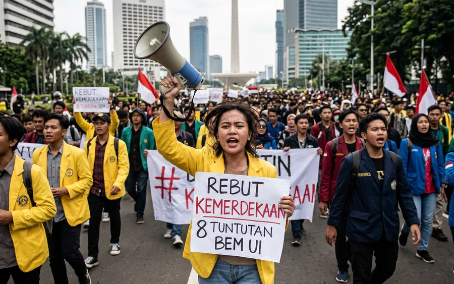 Viral Video Demo Mahasiswa Rebut Kemerdekaan yang Heboh