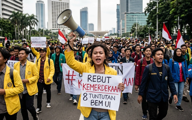 Viral Video Demo Mahasiswa Rebut Kemerdekaan yang Heboh
