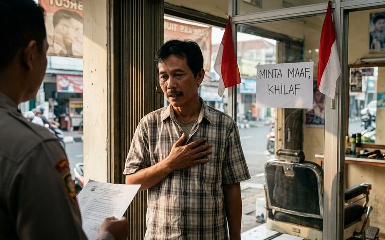 Kronologi Viral Tukang Cukur Bogor Tolak Pasang Bendera