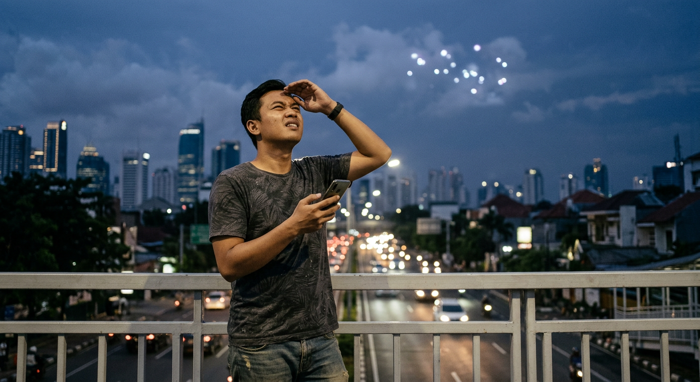 Viral! Cahaya Aneh di Langit Jakarta Diduga Drone atau Fenomena Lain?
