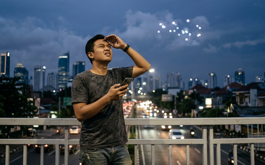 Viral! Cahaya Aneh di Langit Jakarta Diduga Drone atau Fenomena Lain?
