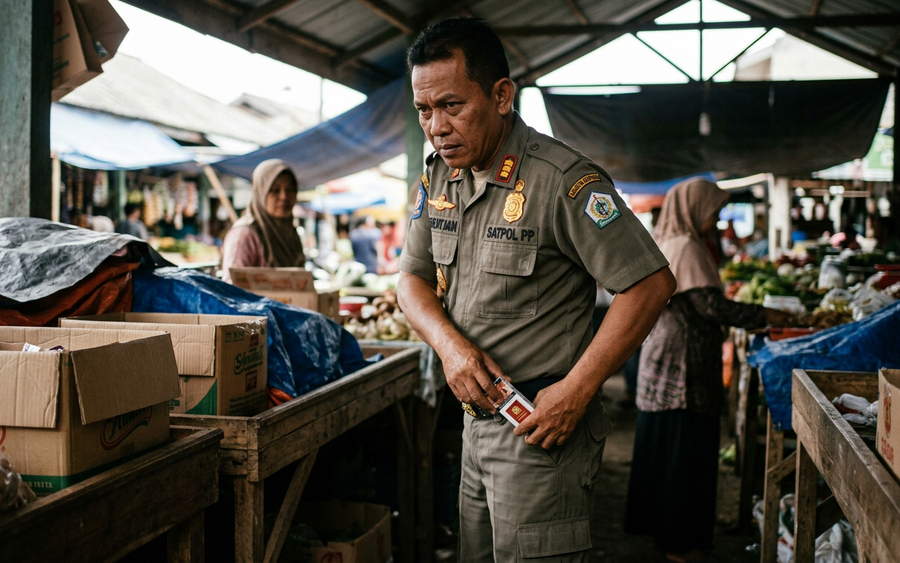 Viral Satpol Aceh Utara Ketahuan Kantongi Rokok Pedagang