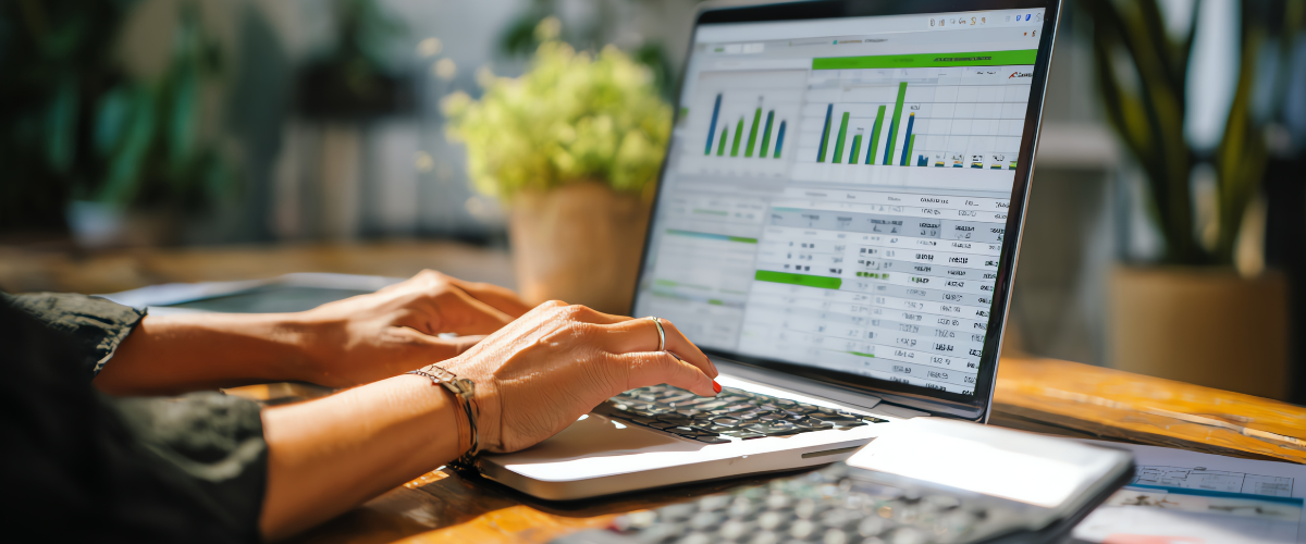 Accounts Receivable Data on a Laptop Screen
