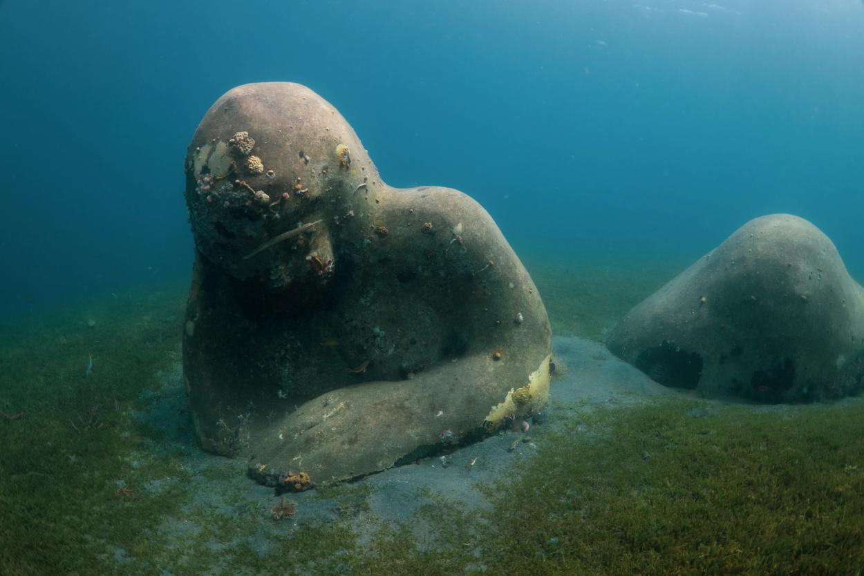 Underwater sculpture of a woman