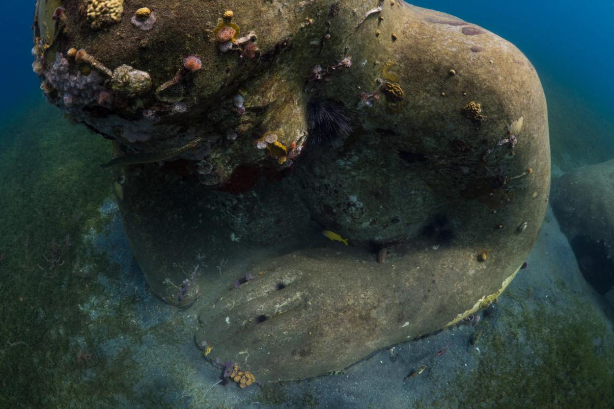 Underwater mermaid sculpture