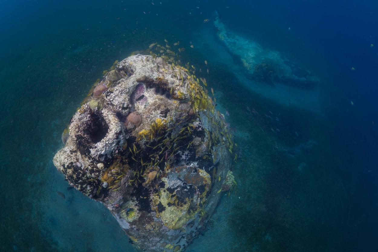 Underwater sculpture of a mermaid