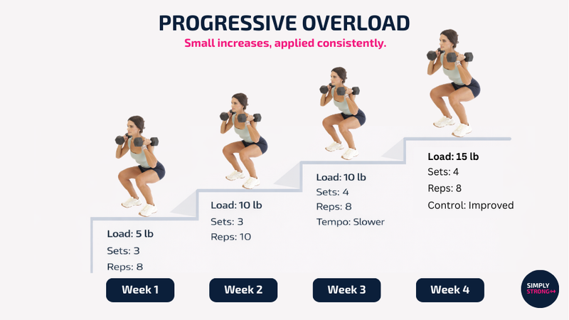 A visual to what progressive overload in strength training is