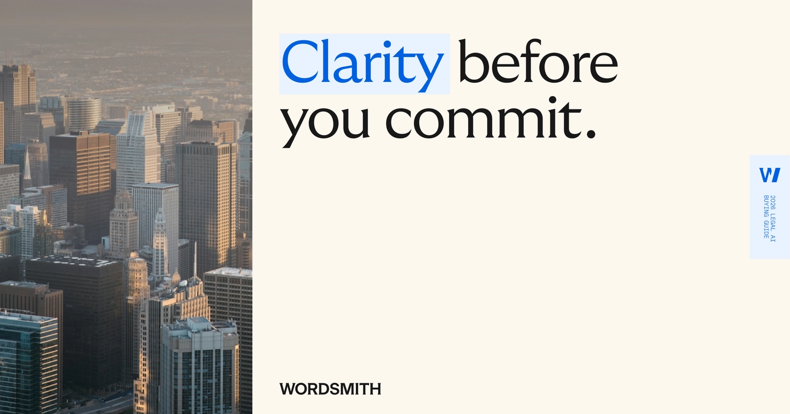 Hands reviewing physical documents next to the text "Clarity before you commit," representing the careful evaluation of legal AI vendor contracts and data terms.Hands reviewing physical documents next to the text "Clarity before you commit," representing the careful evaluation of legal AI vendor contracts and data terms.