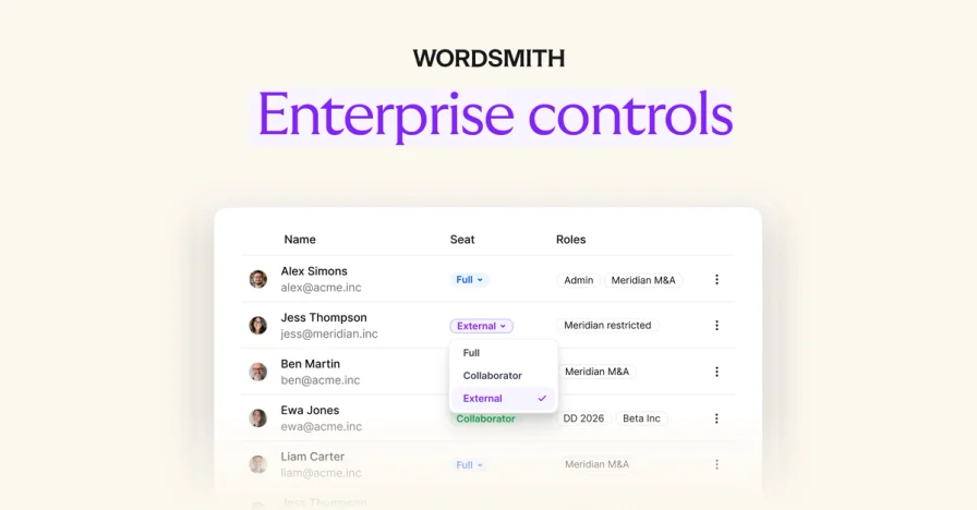 Enterprise controls: Bring more people into legal work without losing control.
