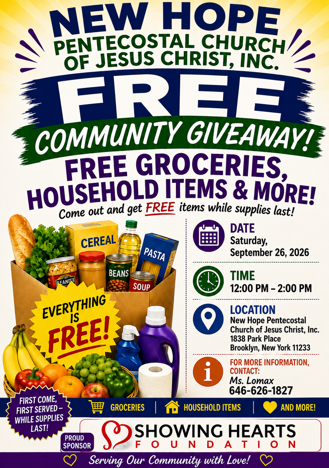 New Hope Pentecostal Church of Jesus Christ (Free Community Giveaway) flyer