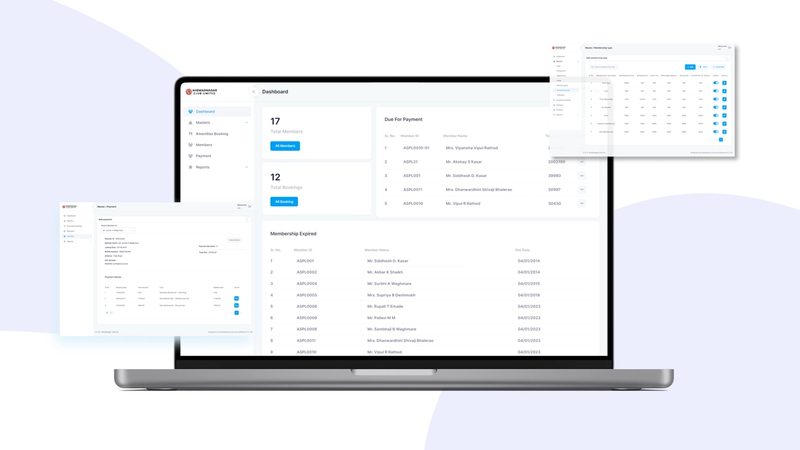 Ahmednagar Club Limited - Club Management System - Custom Software Development project by Accucia