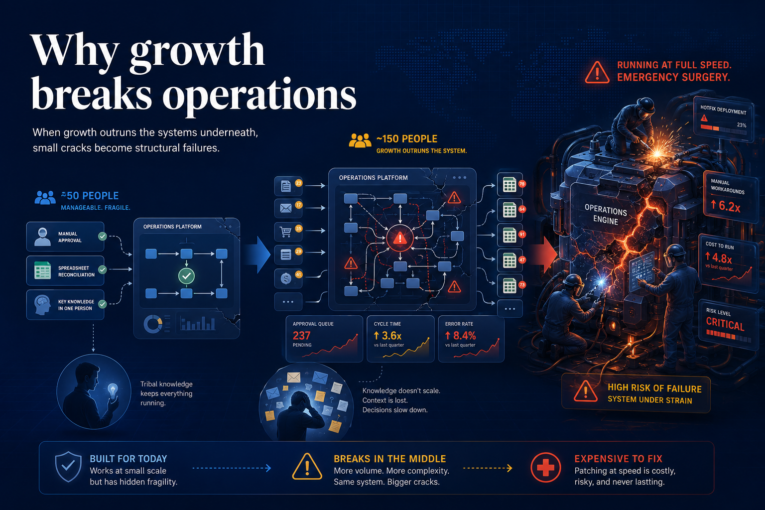 Growth breaks weak operations.