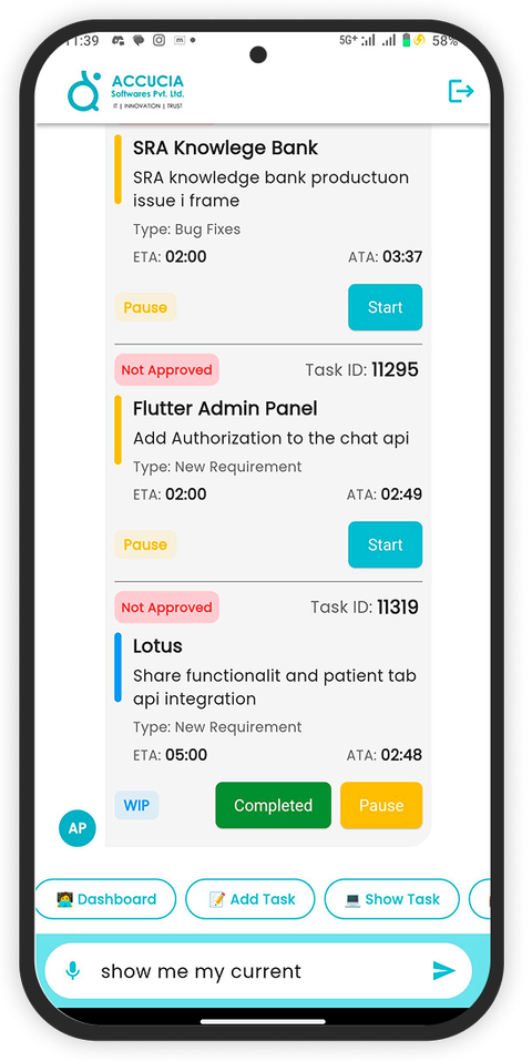 Accucia PMS App Screenshot 1