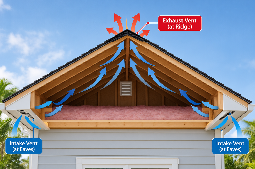 Balanced attic ventilation diagram and airflow overview