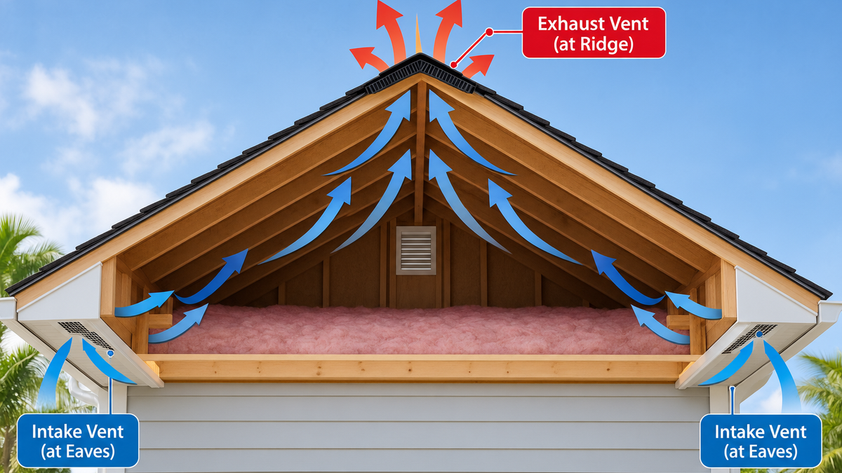 Balanced attic ventilation diagram and airflow overview