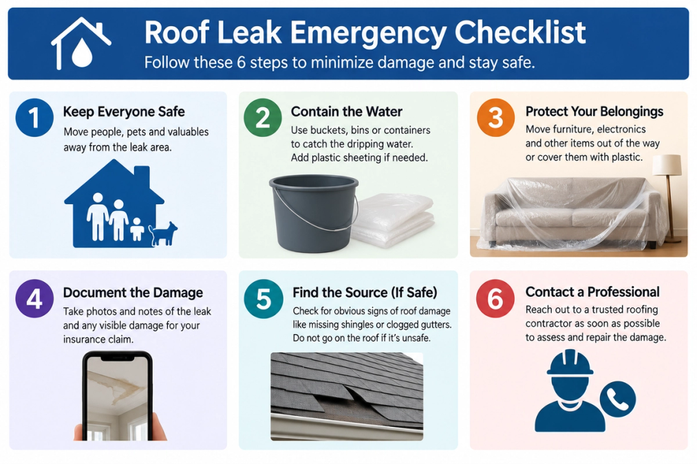 Practical Sequence at a Glance for major roof leak response