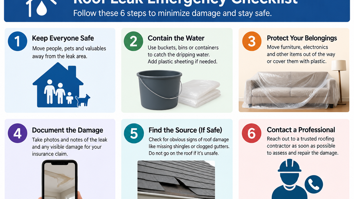 Practical Sequence at a Glance for major roof leak response