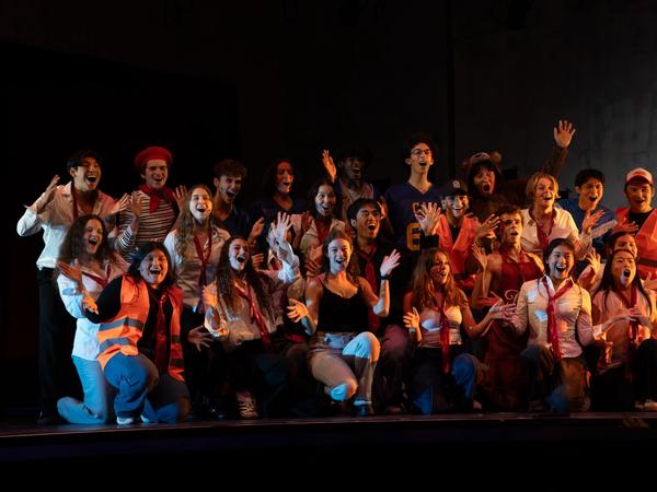 Gaieties cast performing on stage at Memorial Auditorium
